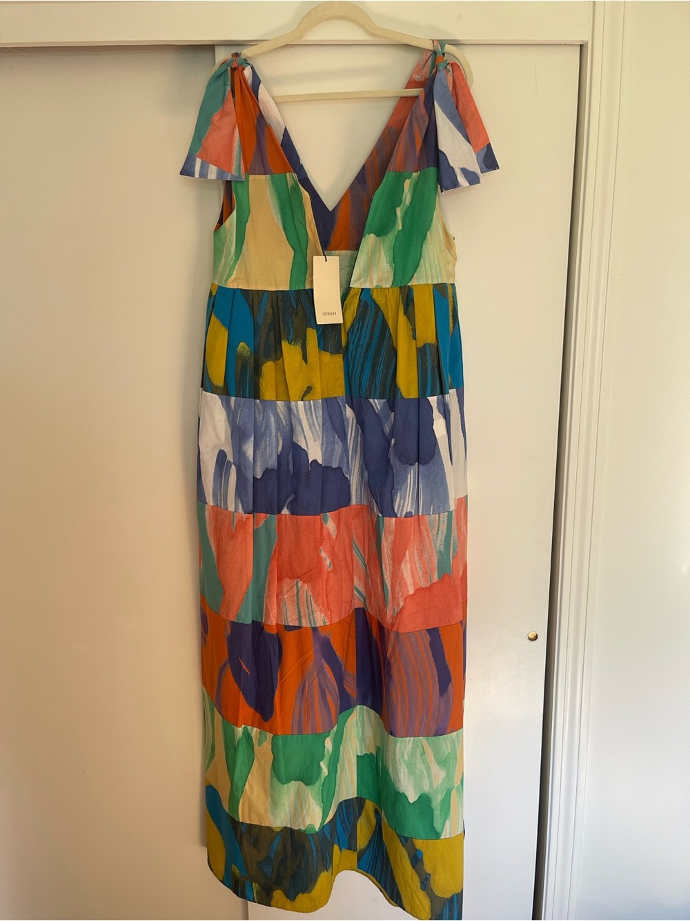 Summery Abstract Multicolor V-Neck Maxi Dress - Picture 2 of 5